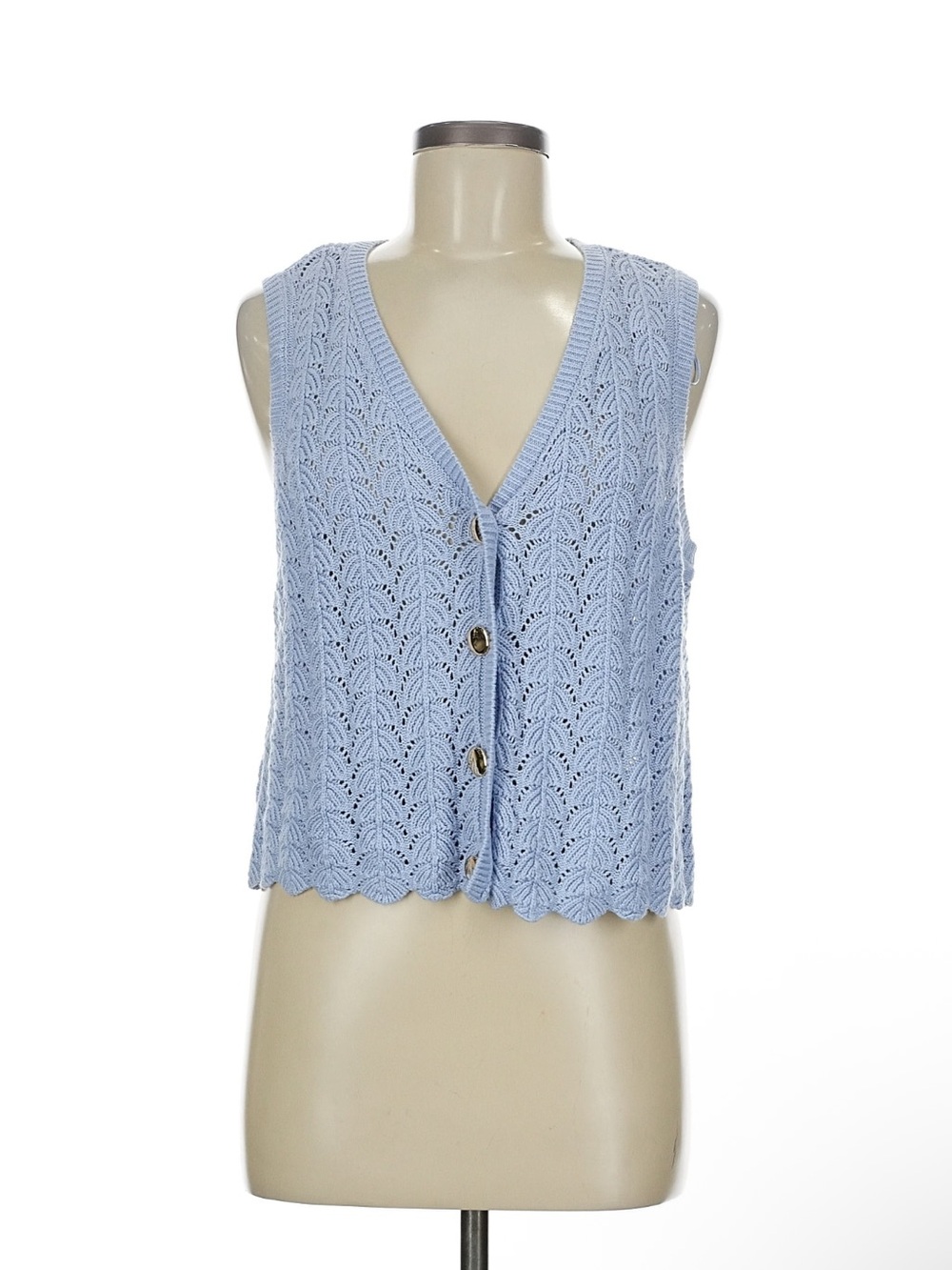 A New Day Women's Pointelle Lady Vest in light blue